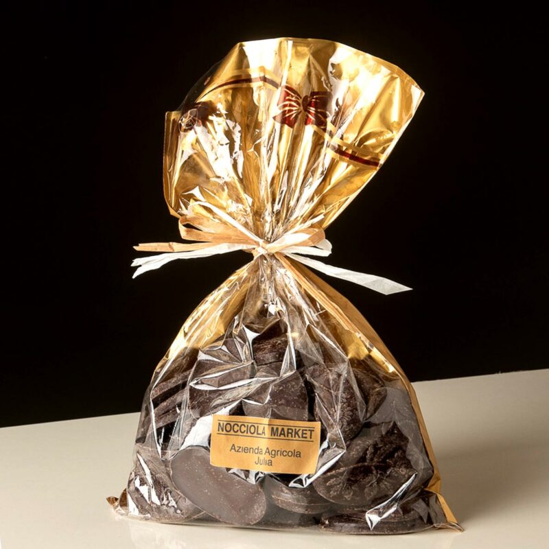cialde di cioccolato fondente - cioccolatini in vendita nello shop nocciola market in confezione trasparente